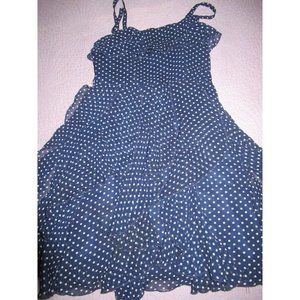 euc Sugar Plum navy chiffon polkadot tiered petal dress girl  8